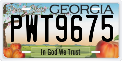 GA license plate PWT9675