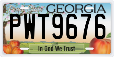 GA license plate PWT9676