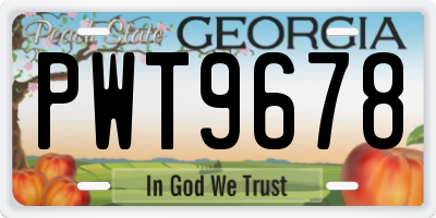GA license plate PWT9678