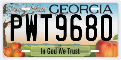 GA license plate PWT9680