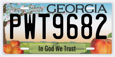 GA license plate PWT9682