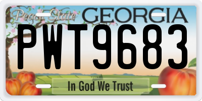 GA license plate PWT9683