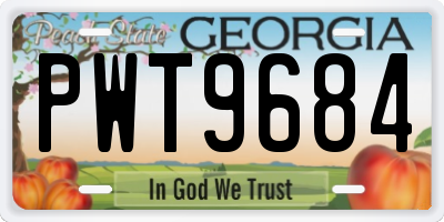 GA license plate PWT9684