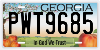 GA license plate PWT9685