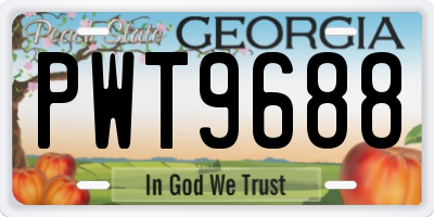 GA license plate PWT9688