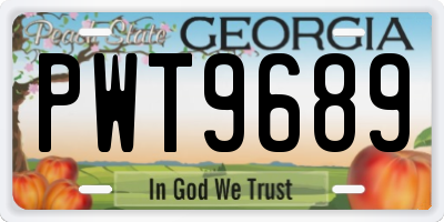 GA license plate PWT9689