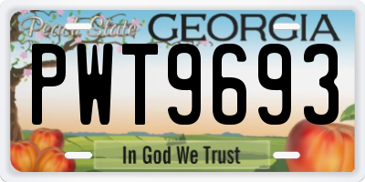 GA license plate PWT9693