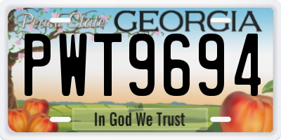 GA license plate PWT9694