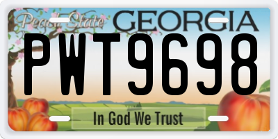 GA license plate PWT9698