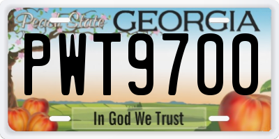 GA license plate PWT9700
