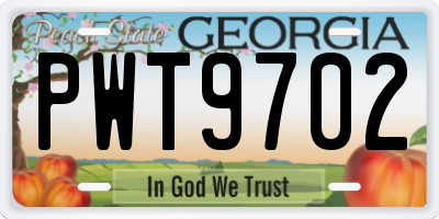 GA license plate PWT9702