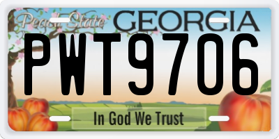 GA license plate PWT9706