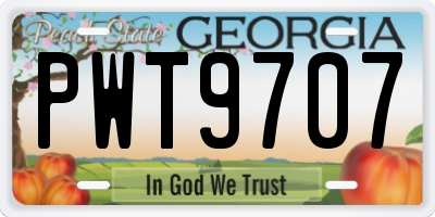 GA license plate PWT9707