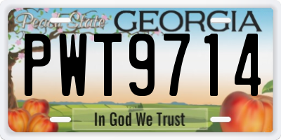 GA license plate PWT9714
