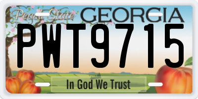 GA license plate PWT9715