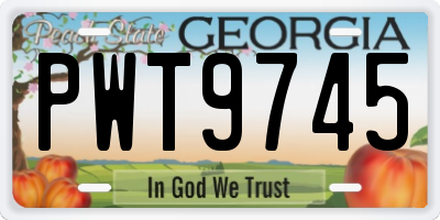 GA license plate PWT9745