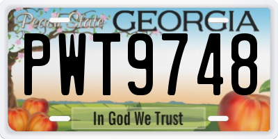 GA license plate PWT9748