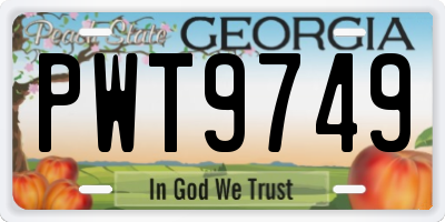 GA license plate PWT9749