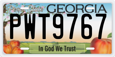 GA license plate PWT9767