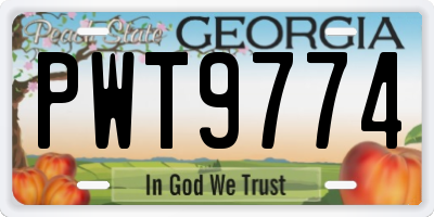 GA license plate PWT9774