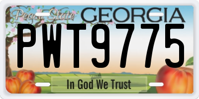 GA license plate PWT9775