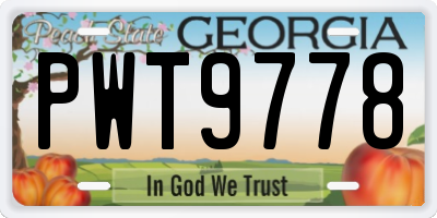 GA license plate PWT9778