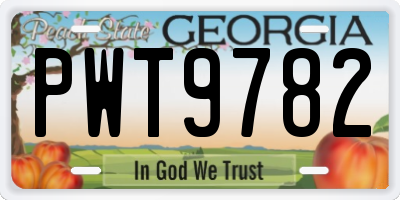 GA license plate PWT9782