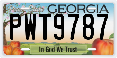 GA license plate PWT9787