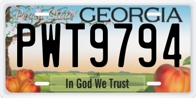 GA license plate PWT9794