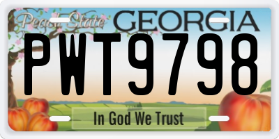 GA license plate PWT9798