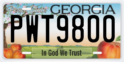 GA license plate PWT9800