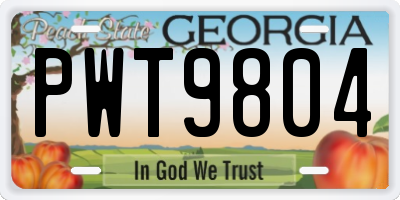 GA license plate PWT9804