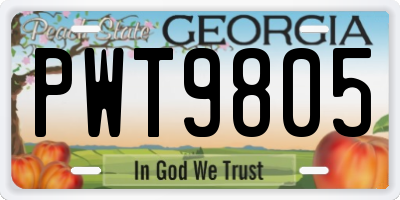 GA license plate PWT9805