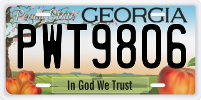 GA license plate PWT9806