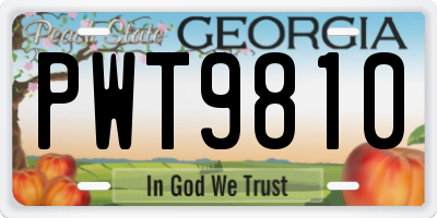 GA license plate PWT9810