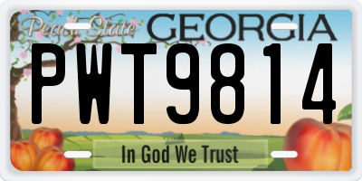 GA license plate PWT9814