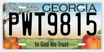 GA license plate PWT9815