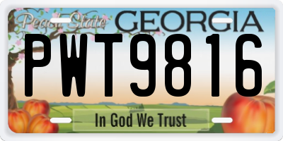 GA license plate PWT9816