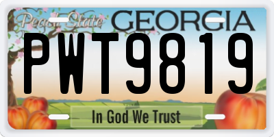 GA license plate PWT9819