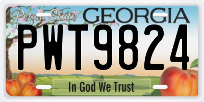 GA license plate PWT9824