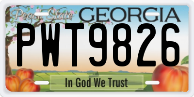 GA license plate PWT9826
