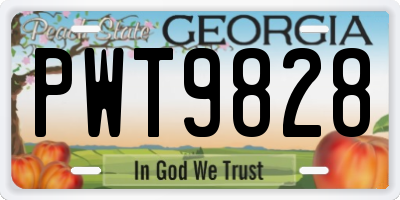 GA license plate PWT9828