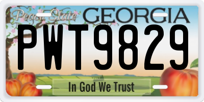 GA license plate PWT9829