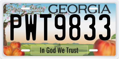 GA license plate PWT9833
