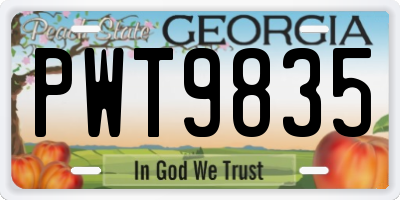 GA license plate PWT9835