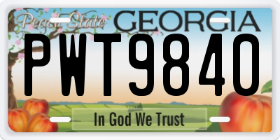 GA license plate PWT9840