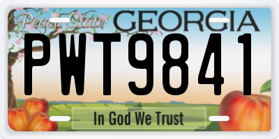 GA license plate PWT9841