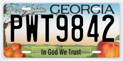GA license plate PWT9842