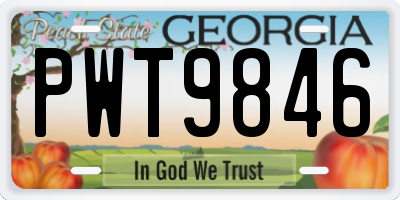 GA license plate PWT9846