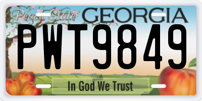 GA license plate PWT9849